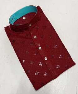 Último estilo pijama tela nueva tendencia pollo corto Kurta invierno Khadi algodón Pijama AchkanBandhgalaSherwani - Product Image 2