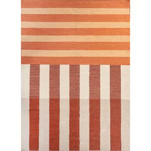 Alfombra de Lana Tejida Plana Roja y Naranja con Diseño de Damas, Rectangular Grande 9x12, Estilo Clásico para Entrada o Dormitorio - Modelo ADWL-1293 - Product Image 1