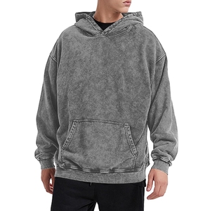 เสื้อมีฮู้ดแบบสวมหัวสำหรับผู้ชายเสื้อมีฮู้ดผ้าคอตตอนแท้สีพื้นใส่เล่นกีฬาแบบเรียบง่าย - Product Image 1