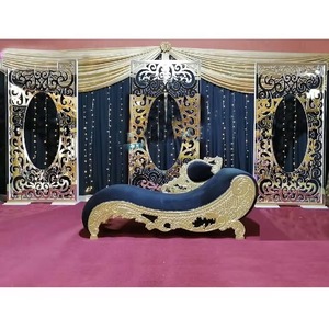 Escenario de Boda Redondo Dorado con Marco Trasero, Elegante Decoración de Boda con Marcos de Fibra, Decoración de Escenario de Boda en el Reino Unido con Marcos de Fibra, Dinamarca - Product Image 6