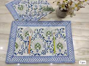 Manteles individuales tradicionales de algodón 100% hechos a mano Jaipur diseño étnico indio patrón Floral bloque de mano impreso manteles de mesa de comedor - Product Image 4