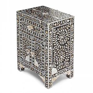 Handmade Bone Inlay Traditional Bedroom Furniture <b>Bedside</b> Nightstand with 2 Drawers Multi-Purpose Side <b>Table</b> India - Product Image 1