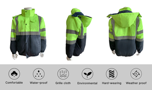 Veste de travail unisexe jaune de haute qualité en polyester réfléchissant haute visibilité ignifuge en gros Vêtements de sécurité chauds pour l'hiver - Product Image 6
