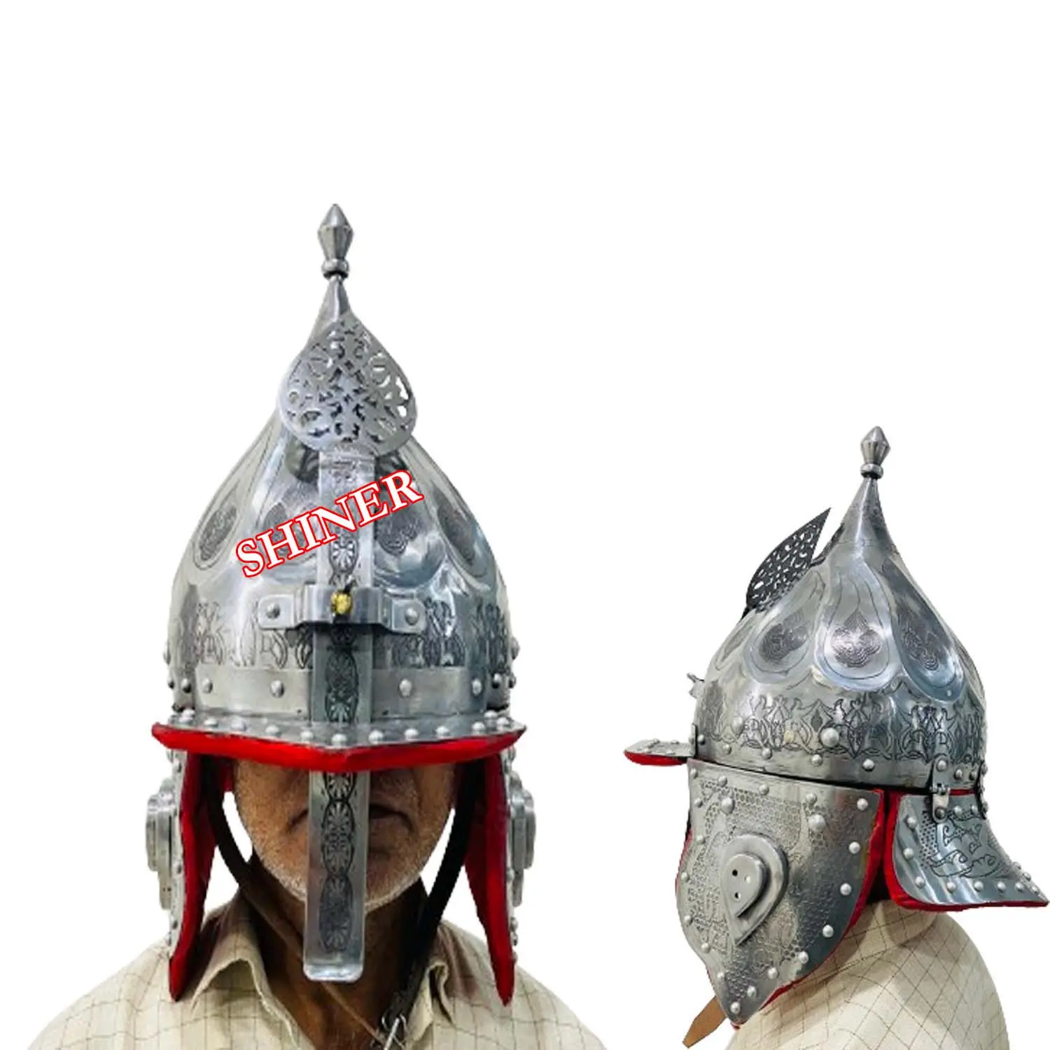 Casco impero islamico ottomano medievale in acciaio argento dolorante casco storico completamente indossabile casco islamico di Halloween