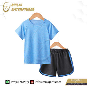 Ropa de entrenamiento Conjuntos deportivos Niños 2 piezas Conjunto de Yoga de verano Chándales Traje de correr Trajes Ropa deportiva Camiseta de manga corta Conjunto de pantalones cortos - Product Image 2