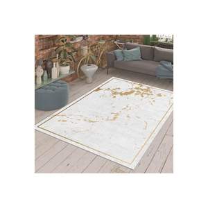 Tapis de salon imprimé numérique détaillé en or blanc motif de couloir rectangle abstrait pour les adolescents modèle numéro tapis de chambre - Product Image 4