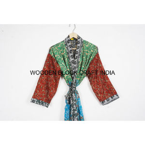 Ropa de Mujer, Chaqueta Bohemia, Vestido Estilo Japonés, Sari Indio, Kimono Largo de Seda con Parches, Ropa de Dormir, Traje de Baño, Vestido Maxi - Product Image 6