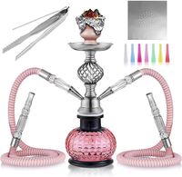 Chicha en verre bleu à forte demande, peinte avec des pièces en métal et en céramique, à vendre, décoration élégante, dernière chicha antique à vendre