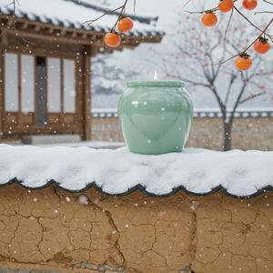 Vaso ovale decorativo per la casa in ceramica Celadon candele profumate di lusso - Product Image 4