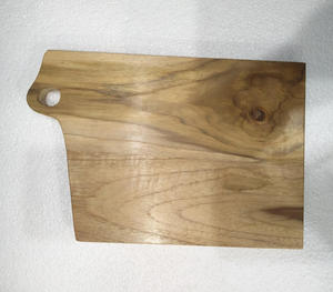 Plateau de service en bois foncé avec poignée en laiton, trou, bois d'acacia durable, plateau rectangulaire pour fromage et charcuterie, vente en gros - Product Image 3