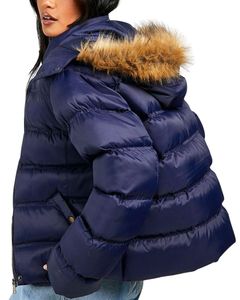 Veste matelassée bleu marine sur mesure pour femmes, manteau d'hiver à capuche, léger, matelassé, chaud, parka, fabricant sur mesure, vente en gros de vêtements d'extérieur - Product Image 4