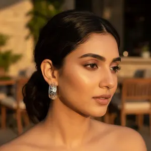 Pendientes de Aro de Oro Rosa con Baño de Rodio Religiosos para Uso Diario de Mujer - Product Image 3