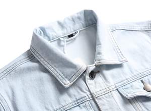 Veste en jean surdimensionnée pour hommes, vente en gros, style streetwear, respirante, grande taille, avec col montant - Product Image 3