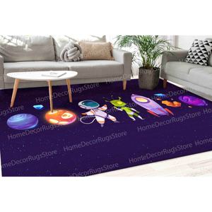 Tapis imprimé Galactic Adventure - Parfait pour la chambre d'enfant et la crèche, tapis en chenille - Product Image 1