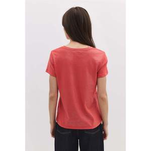 Top Básico de Cuello Redondo Estilo Casual con Tela Brillante - Product Image 5