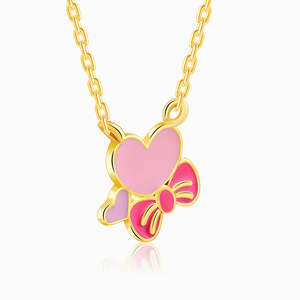 Collar para niños Golden Hearty Bow-Joyería elegante para niños - Product Image 4