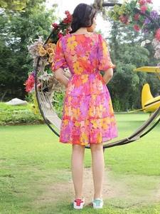 Main indienne bloc coton robe courte personnalisée mariée cadeau de mariage fille élégante tenue décontractée été porter robe à imprimé floral - Product Image 2