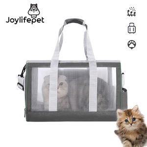 时尚多功能宠物包大容量夏季透气猫背包手提包带拉链封口实心图案 - Product Image 1