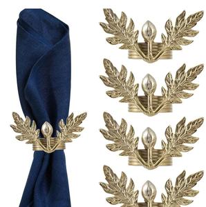 Rond de serviette feuilles d'or best-seller et belle pièce maîtresse anneau de serviette de table boucle mariage noël - Product Image 4