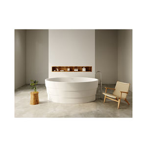 Bañera de mármol de superficie sólida personalizada de alta calidad, instalación de remojo independiente de piedra tallada a mano para uso en el baño - Product Image 1