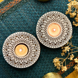 Bougeoir imprimé en bois Boho pour éclairage ambiant support de photophore en bois naturel pour la méditation de décor spirituel - Product Image 6