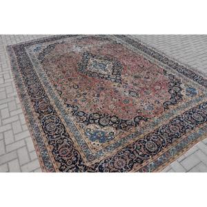 Tapis vintage 9,4 x 12,6 pieds, tapis bleu oriental en laine - Product Image 1