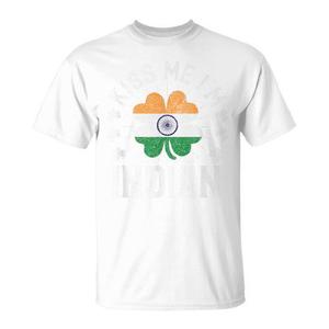 T-shirt Shamrock de la Saint-Patrick avec drapeau et inscription « Kiss Me I'm Indian » pour promotions - Product Image 1