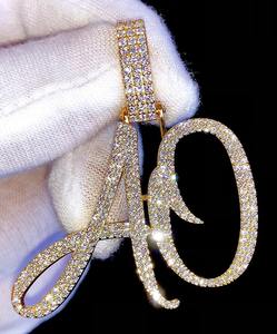 จี้เพชรโมอิส925สเตอร์ลิงจี้ตัวอักษรสั่งทำเครื่องประดับอัญมณีฮิปฮอปของผู้ชายของขวัญ - Product Image 2