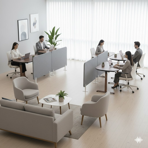 Escritorio Eléctrico Ergonómico Moderno de Una Pieza, Ovalado, Ajustable en Altura, de 48x24 Pulgadas, con Superficie de Nogal para Oficina en Casa - Product Image 4