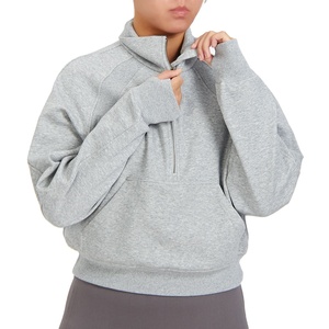 Venta al por mayor de poliéster algodón último diseño media cremallera mujeres sudaderas con capucha para el invierno de las mujeres de moda nuevo estilo fabricante de ropa - Product Image 1