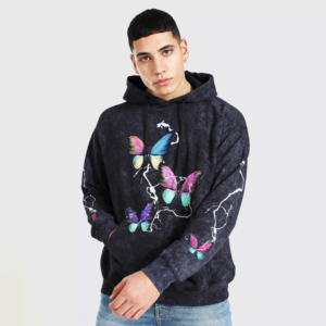Custom Logo Embroidery Washed French Terry <b>Black</b> Heavyweight Acid Wash Distressed <b>Zip</b> <b>up</b> Jacket <b>Hoodie</b> Men - Product Image 3