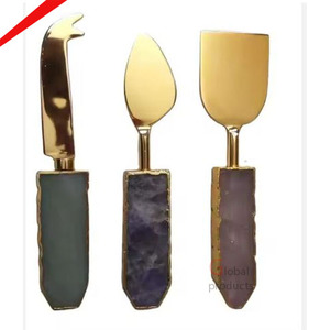 Cucharas de diseño de hoja hermosa chapadas en oro - Product Image 5