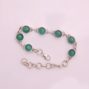 Bracelet de style bohème en argent sterling 925 avec pierre précieuse d'onyx vert cadeau pour femmes filles or matériel principal bijoux d'approvisionnement en vrac - Product Image 1