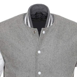 Veste de baseball varsity personnalisée en chenille brodée sur le devant, nouvelle veste de baseball varsity en coton 100% gris - Product Image 5
