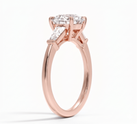 Bague de fiançailles classique pour femme en or plaqué 18K 14K avec diamant de laboratoire taille brillant rond et bande latérale à baguettes effilées
