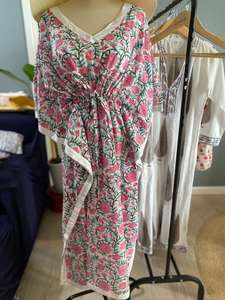 2026 Evening Arabic Dubai Knee-Length Kaftan <b>Dress</b> Women's Wear Designer <b>Indian</b> Cotton Floral <b>Print</b> Elastic Waist Sweet Washable - Product Image 4