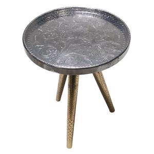 Round <b>Table</b> With Embossing Nickel And bottom Three <b>Legs</b> <b>Gold</b> Finished Aluminium Round Coffee Or Side <b>Table</b> For Home Furniture - Product Image 4