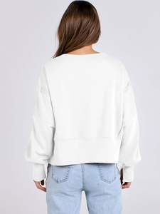 Sweat-shirt en molleton imprimé pour femme, col demi-zip, manches longues, coupe courte, cordon de serrage réglable, logo sur le devant, 100% coton - Product Image 2