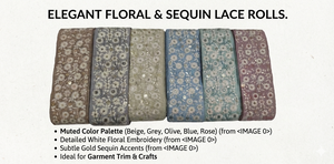 Dentelle de luxe écologique à sequins et broderies florales 100% polyester pour robe de mariée, accessoires de couture DIY - Product Image 6