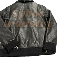 Veste en cuir gaufré peau de serpent Nouveau blouson bombardier en cuir noir imprimé python avec col détachable veste en fausse fourrure