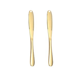 Cuchillo de mantequilla de latón Últimas piezas Espejado Pulido Hecho a mano Oro Latón Cuchillo de mantequilla Desayuno usado - Product Image 2