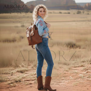 Sac à dos en cuir de vachette véritable, grande capacité, fait main, style bohème, populaire, tendance, de luxe, pour le voyage et les trajets quotidiens - Product Image 5