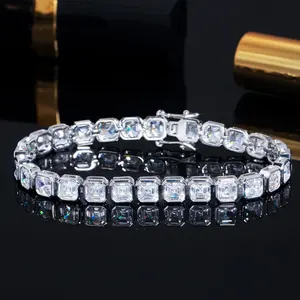 Hermosa pulsera de diamantes de moissanita corte Asscher blanco excelente corte VVS regalo de joyería personalizado para ella - Product Image 1