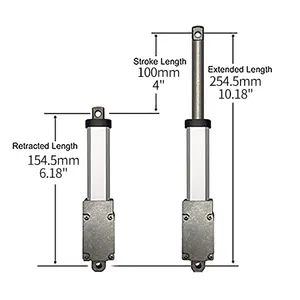 100 מ "מ 6v 12v 24v מנוע dc 150 מ"מ\שנייה 1.8lbs 8n 0.8kgs סוג מתכת חשמלי ליניארי כוח דחף