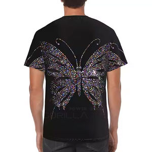 เสื้อยืดผ้าฝ้าย100% สำหรับผู้ชายดีไซน์ประดับพลอยเทียมระบายอากาศได้ดีมีขนาดปรับแต่งได้ - Product Image 4