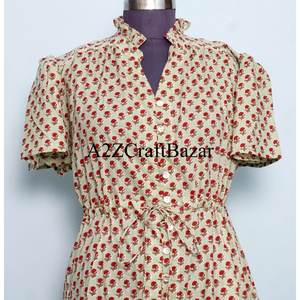 Robe midi en coton bio pour femme, magnifique, imprimée à la main, style indien, pour mariages, décontractée, été, plage, longue et naturelle - Product Image 4