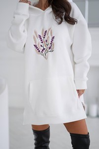 เสื้อทูนิคปักด้วยมือผ้าฝ้ายสีขาวสีดำมีฮู้ดดี้จากอินเดียเสื้อ100% ชนเผ่าน้ำหนักเบามีรายละเอียดดอกไม้ - Product Image 2