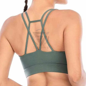 Wholesale Women's <b>Plus</b> <b>Size</b> High Elastic Sports Bra Fitness No Steel <b>Ring</b> Yoga Breathable Gathered Workout Crisscross Straps - Product Image 4