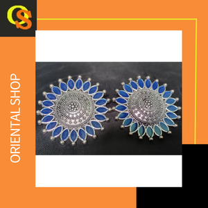 Boucles d'oreilles de fournisseurs de gros serties de boucles d'oreilles plaquées argent Bijoux à la mode pour les femmes par les exportateurs indiens - Product Image 5