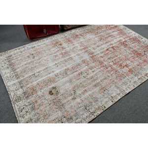 Turkish 5.7x9 ft <b>Rug</b>, Vintage Large <b>Rug</b>, White <b>Check</b> <b>Rug</b> - Product Image 2